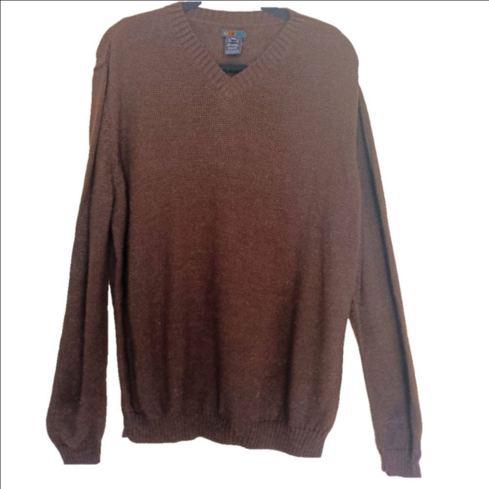 Novica Sweater Men's Brown‎ Size XL Alpaca Blend Pull Over V-Neck